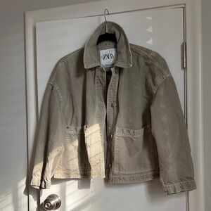 Zara cropped khaki chore jacket